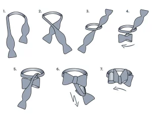 Anleitung zum Binden einer Fliege in 7 einfachen Schritten, illustriert für Herrenmode