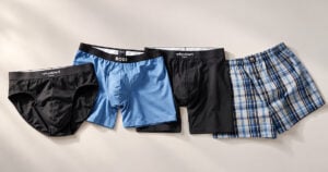 Unterhosenmodelle nebeneinander. Slip, Boxershort, Pants und Longpants nebeneinander