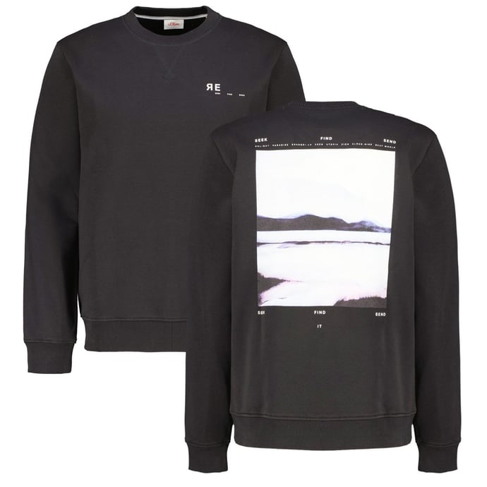 s.Oliver Sweatshirt mit Rückenprint, schwarz