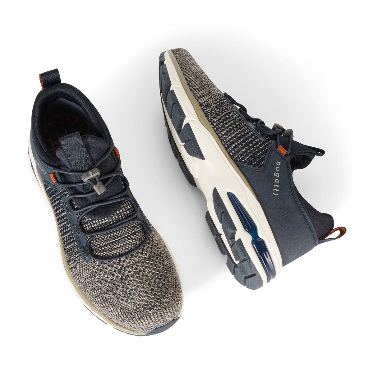 bugatti Sneaker mit elastischen Schnürsenkeln blau/grau