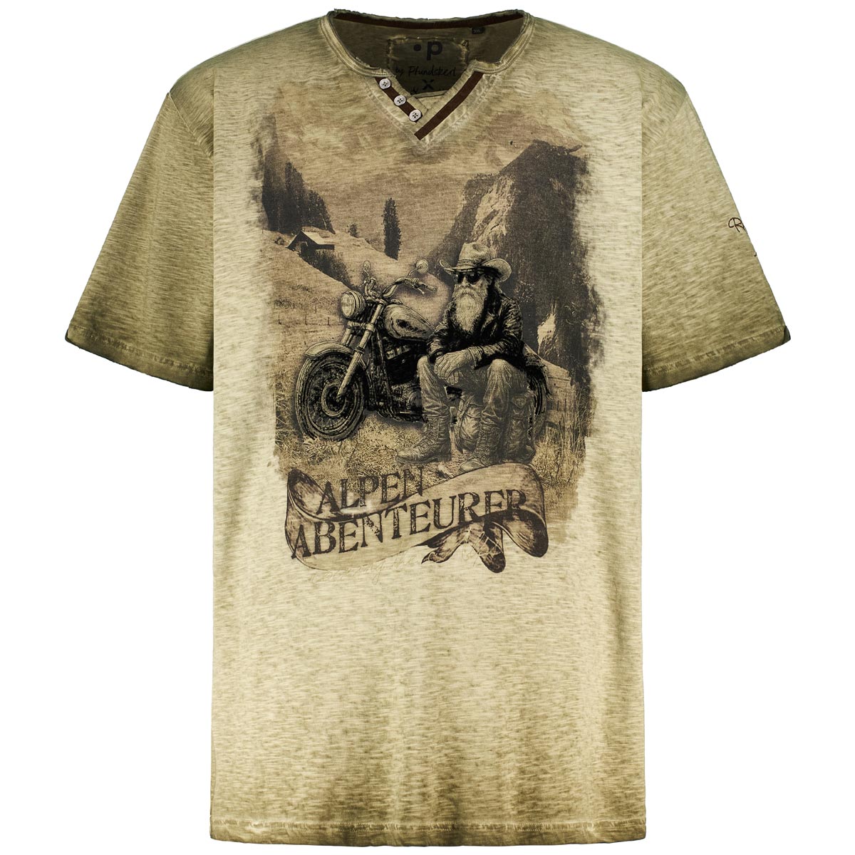 Pfundskerl T-Shirt „Alpen Abenteurer“ aus Biobaumwolle oliv