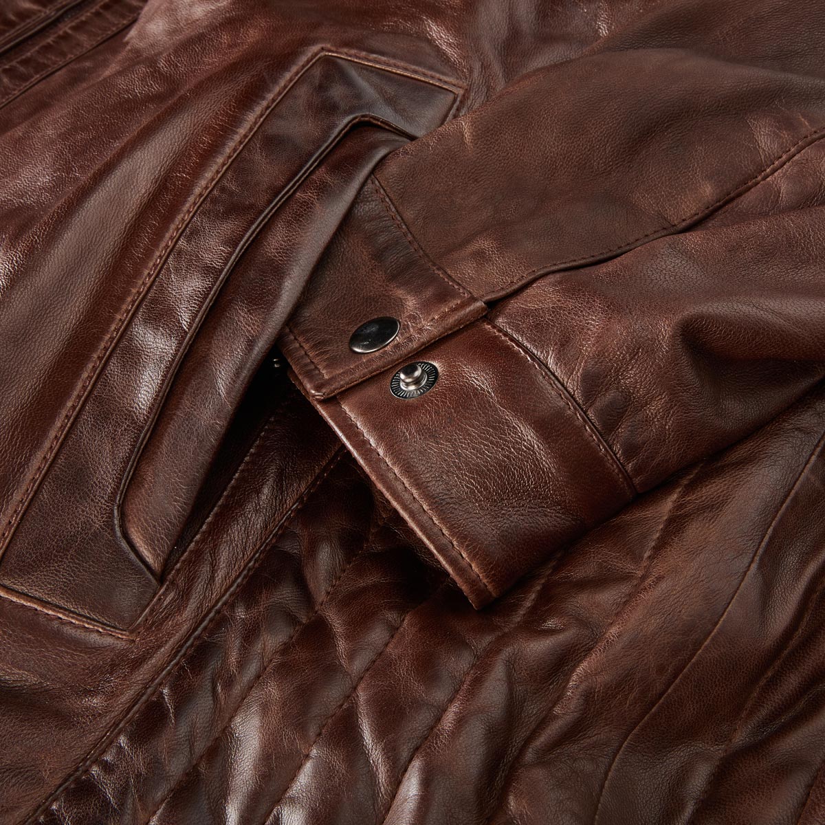 North Lederjacke im Biker-Stil dunkelbraun