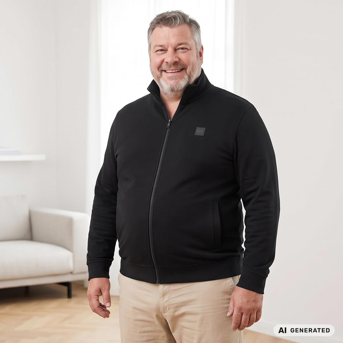 BOSS Sweatjacke aus Baumwolle schwarz