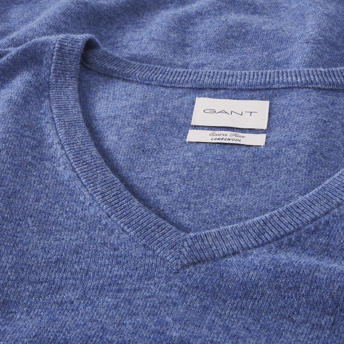 Gant Feinstrickpullover mit Lammwolle mittelblau