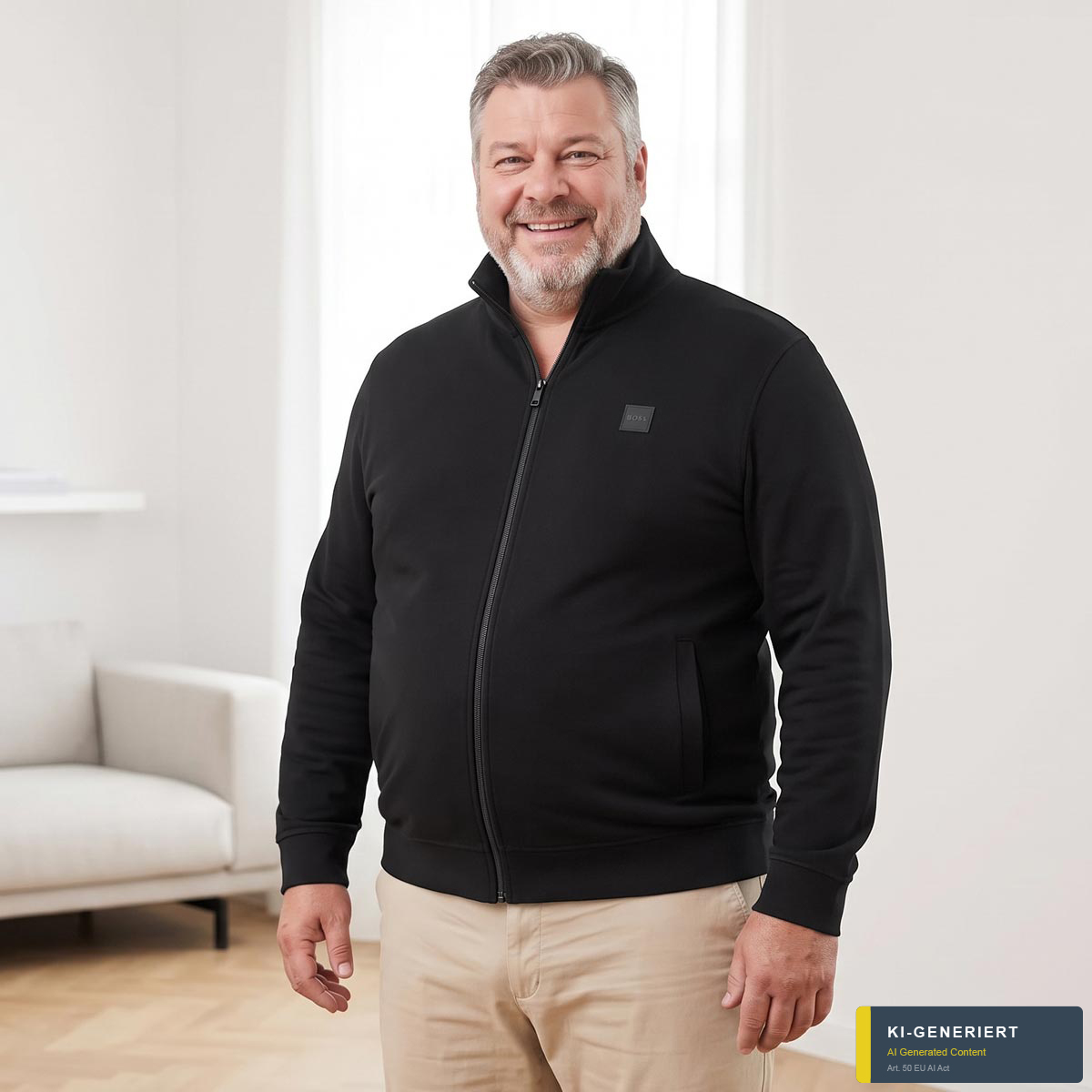 BOSS Sweatjacke aus Baumwolle schwarz