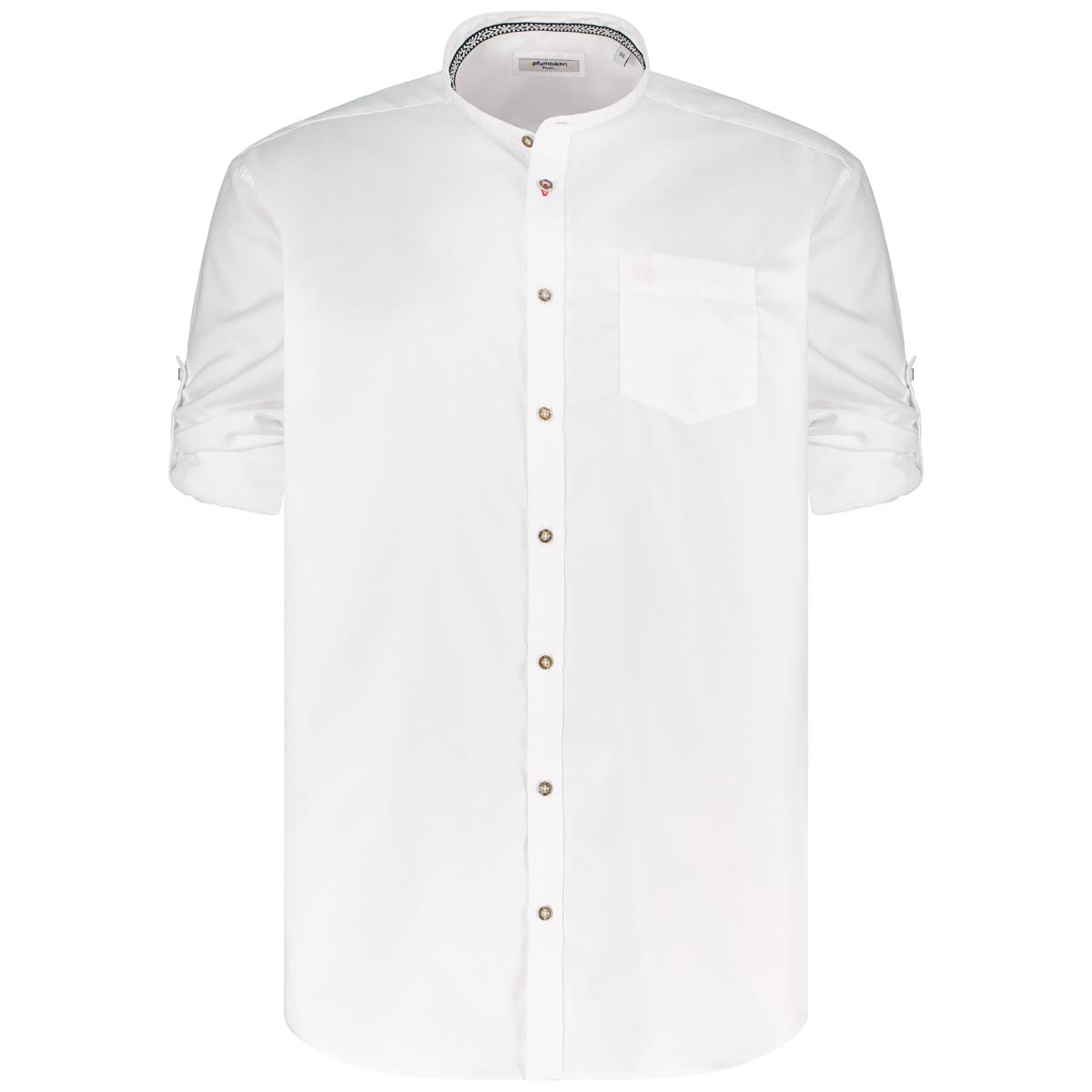 Pfundskerl Trachtenhemd mit Krempelärmeln weiß