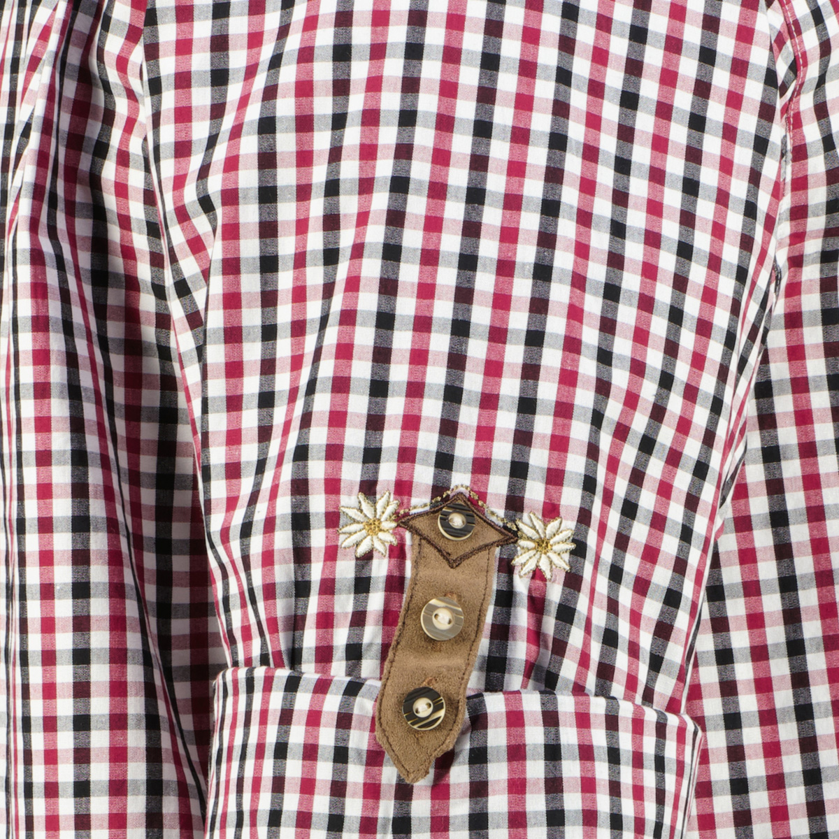 Orbis Trachtenhemd mit Krempelärmeln weinrot