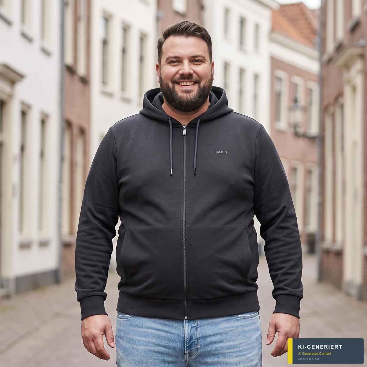BOSS Sweatjacke mit Stretch schwarz