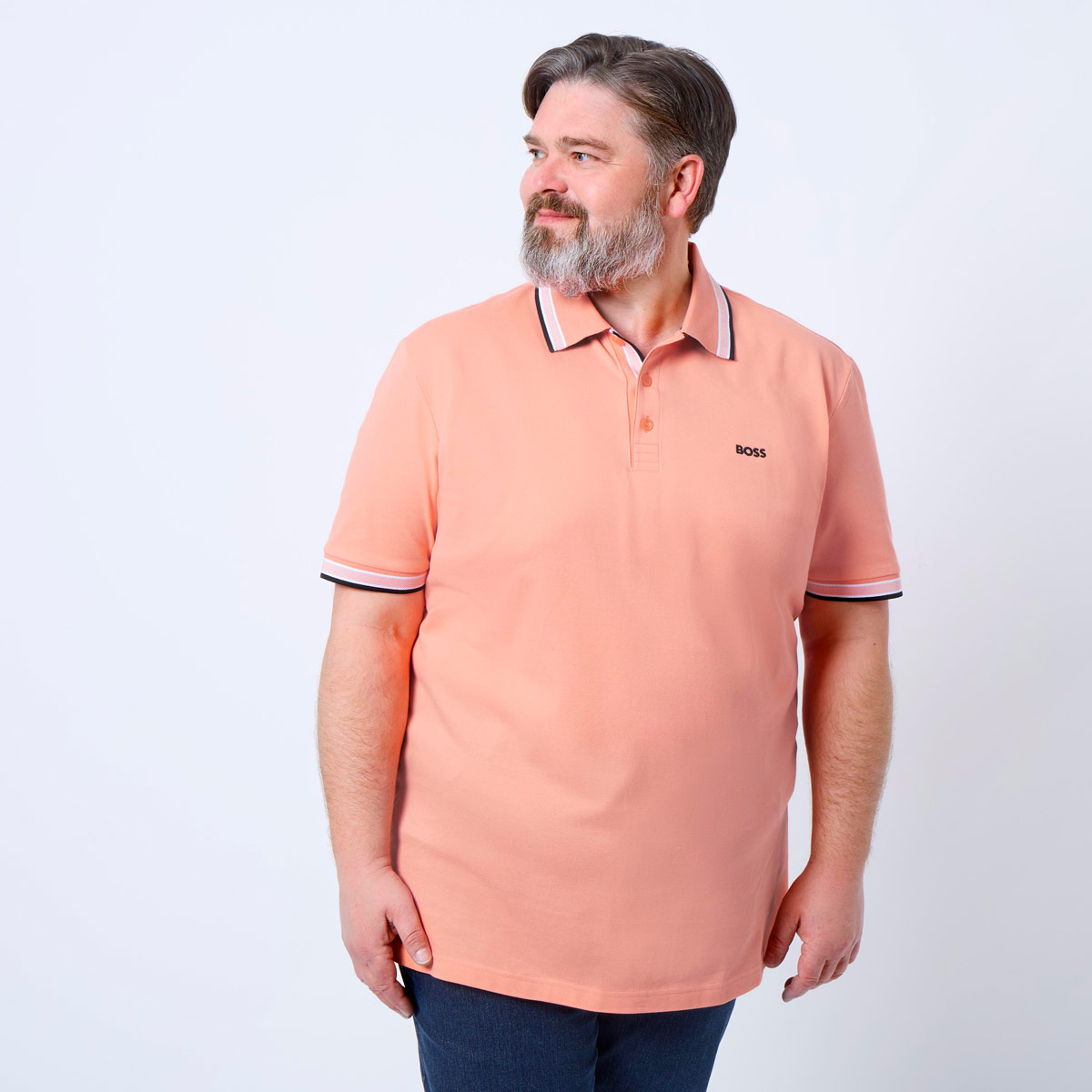 BOSS Poloshirt mit Kontrastdetails Farbe korallrot Größe: 5XL günstig online kaufen
