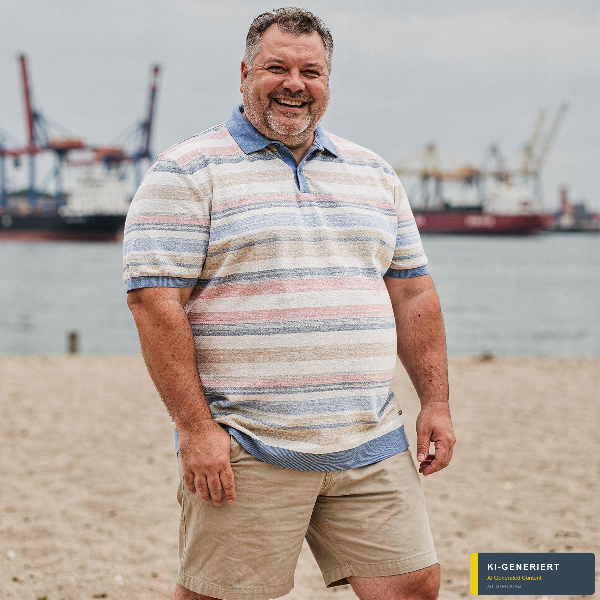 RAGMAN Strick-Poloshirt mit Allover-Muster blau/weiß