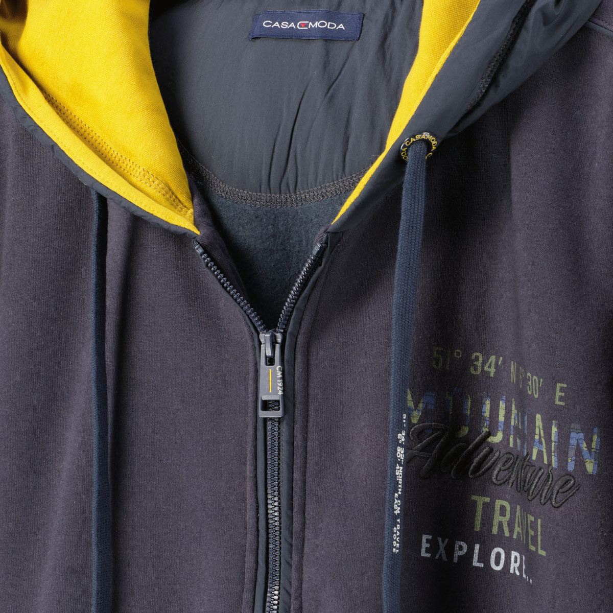 CASA MODA Kapuzenjacke aus Baumwollmischung dunkelblau