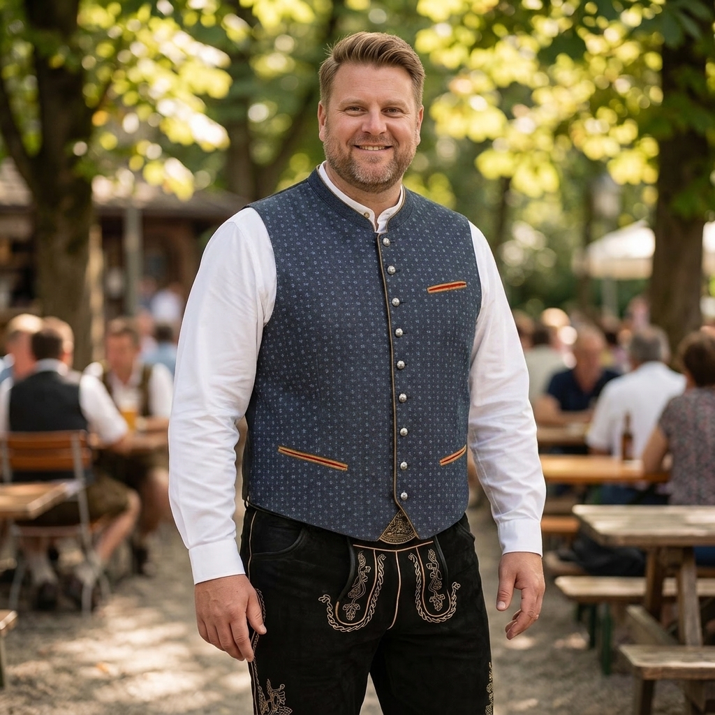 Maddox Trachtenweste aus Leinen dunkelblau