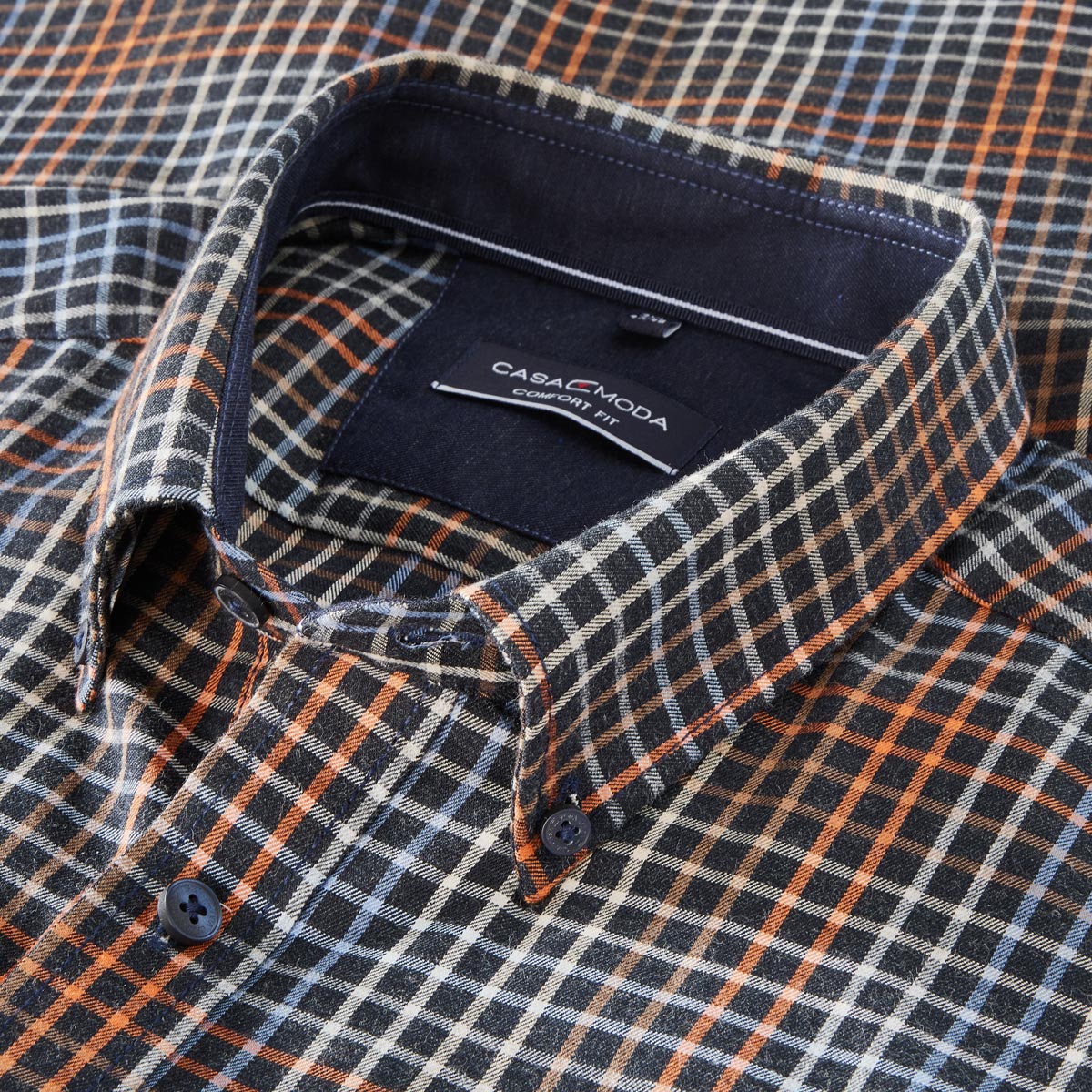 CASA MODA Freizeithemd mit Karo-Muster orange