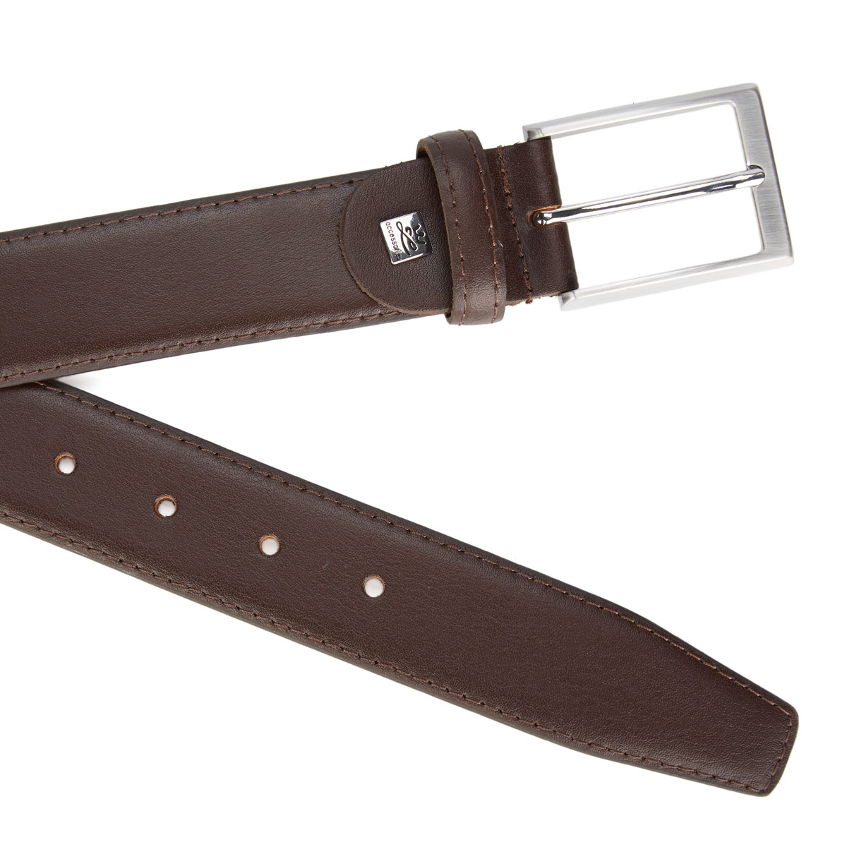 Lindenmann Ledergürtel mit Metallschnalle, Überlänge braun