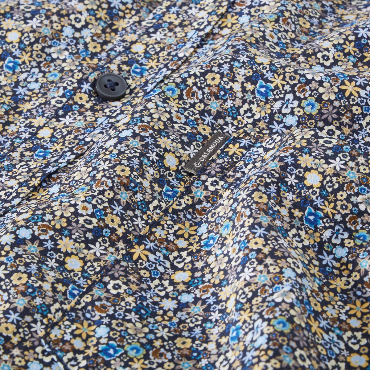 CASA MODA Freizeithemd mit floralem Muster jeansblau