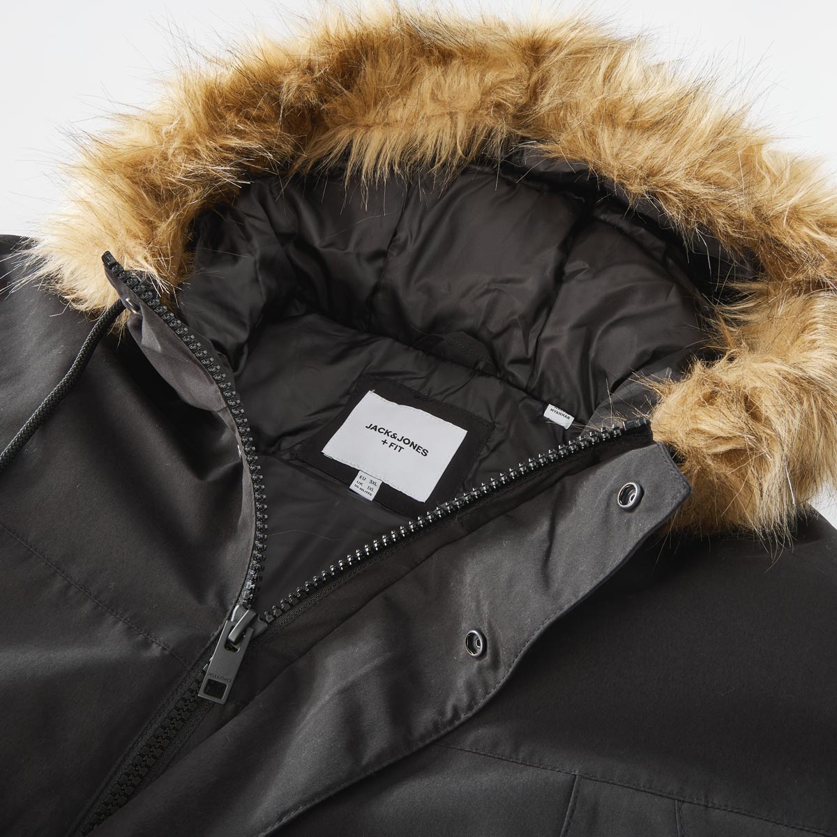 Jack&Jones Parka mit Webpelzbesatz, wasserabweisend schwarz