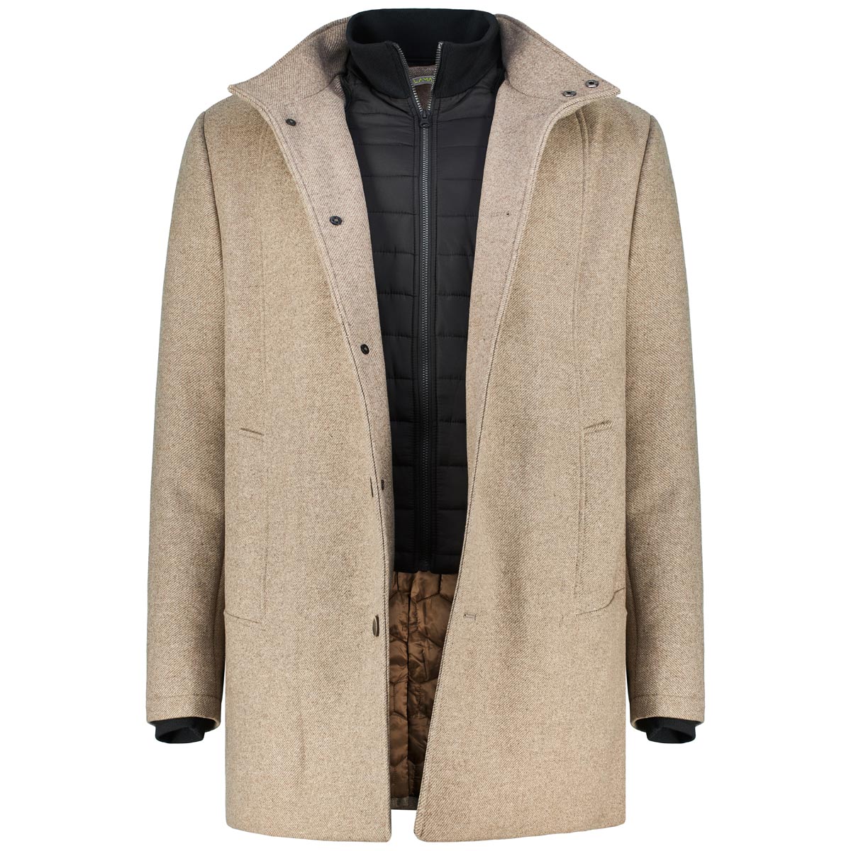 Calamar Wolljacke mit heraustrennbarem Westeneinsatz braun