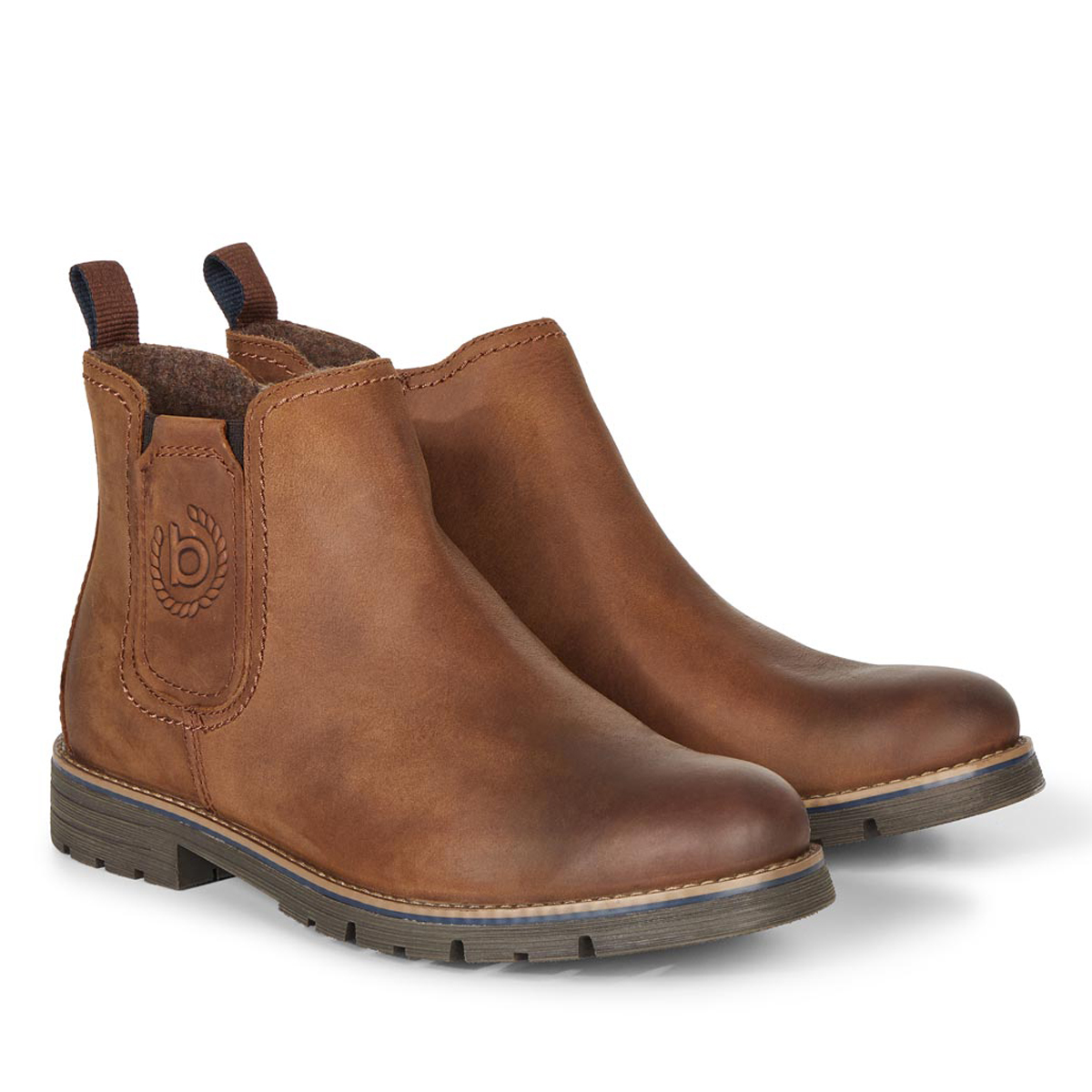 bugatti Lederboots mit elastischem Gummizug cognac