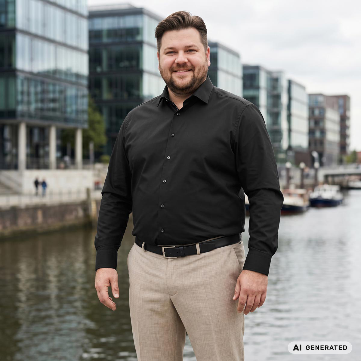 VENTI Businesshemd aus Stretch-Jersey schwarz
