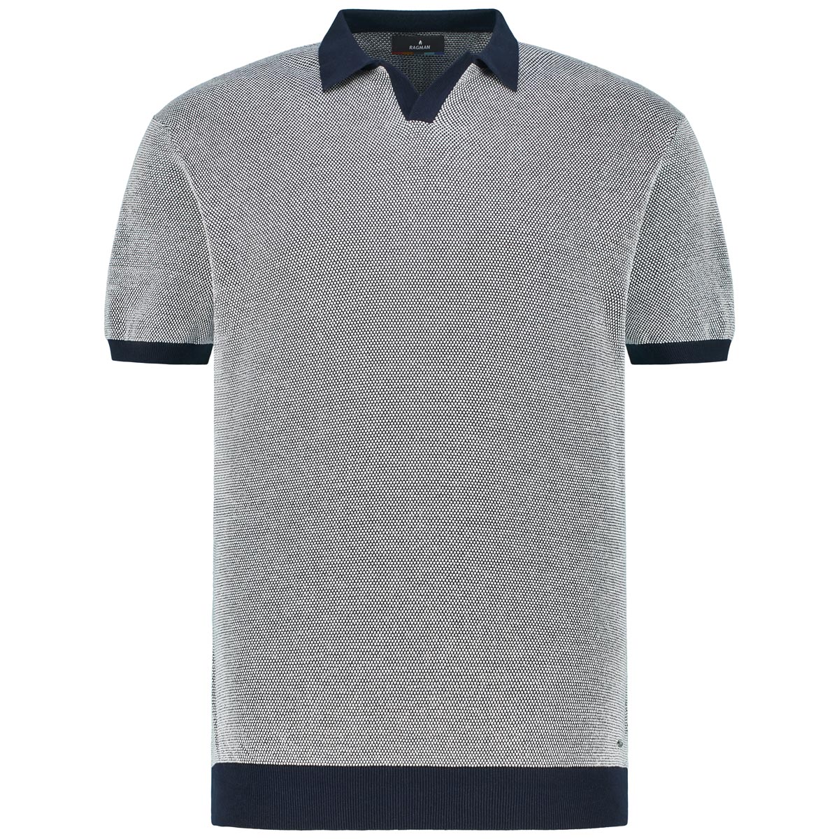 RAGMAN Strick-Poloshirt mit Kontrastdetails Farbe marine Größe: 3XL günstig online kaufen