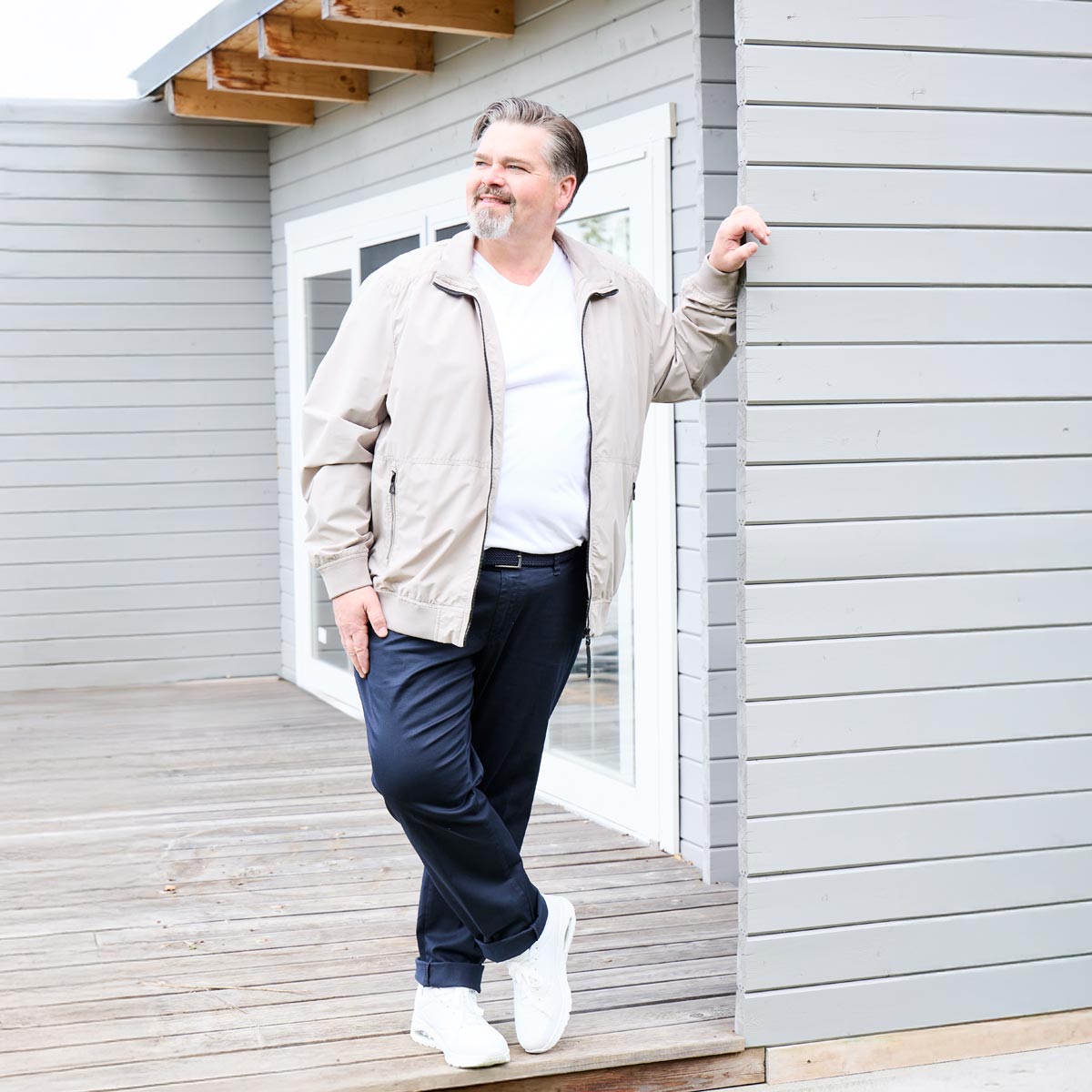 Lerros Blousonjacke mit Stretch, wasserabweisend  beige Lerros Blousonjacke mit Stretch, wasserabweisend  beige