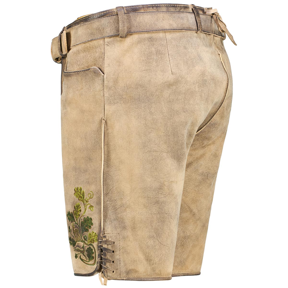 Maddox Kurze Lederhose mit Gürtel sand