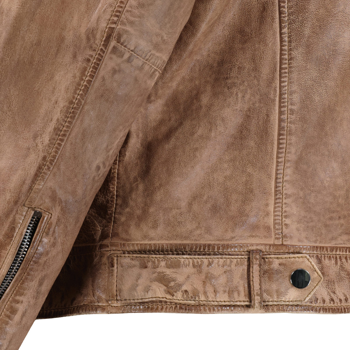 Maddox Lederjacke im Biker-Stil hellbraun