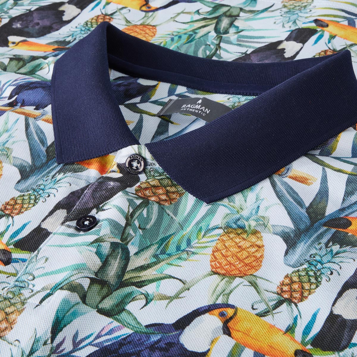 RAGMAN Poloshirt mit Allover-Muster hellblau