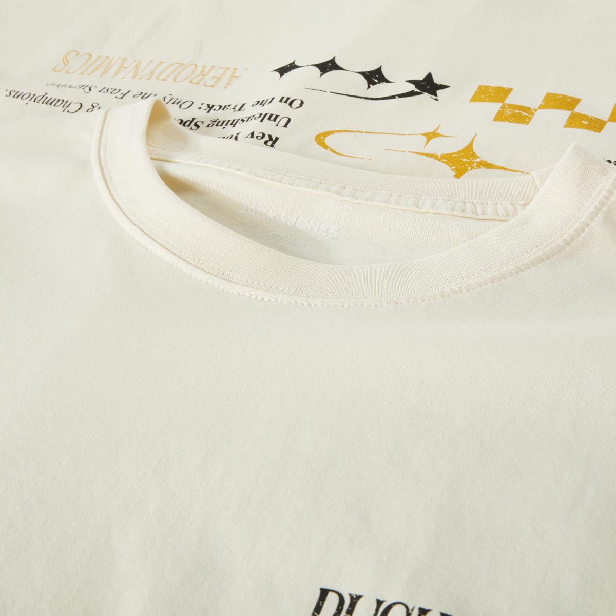 Jack&Jones T-Shirt mit Print auf Vorder- und Rückseite cremeweiß