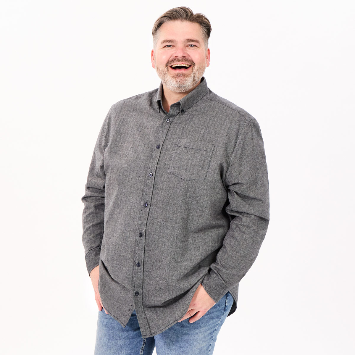 Pfundskerl Freizeithemd aus Baumwoll-Flanell grau
