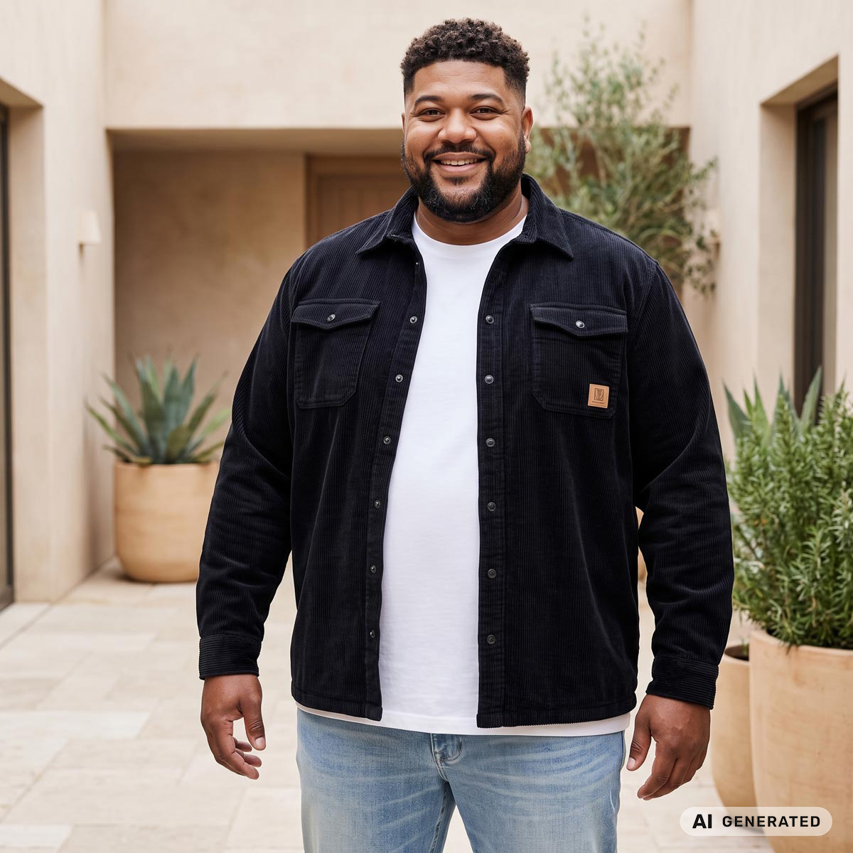 North Cord-Overshirt im Loose Fit schwarz