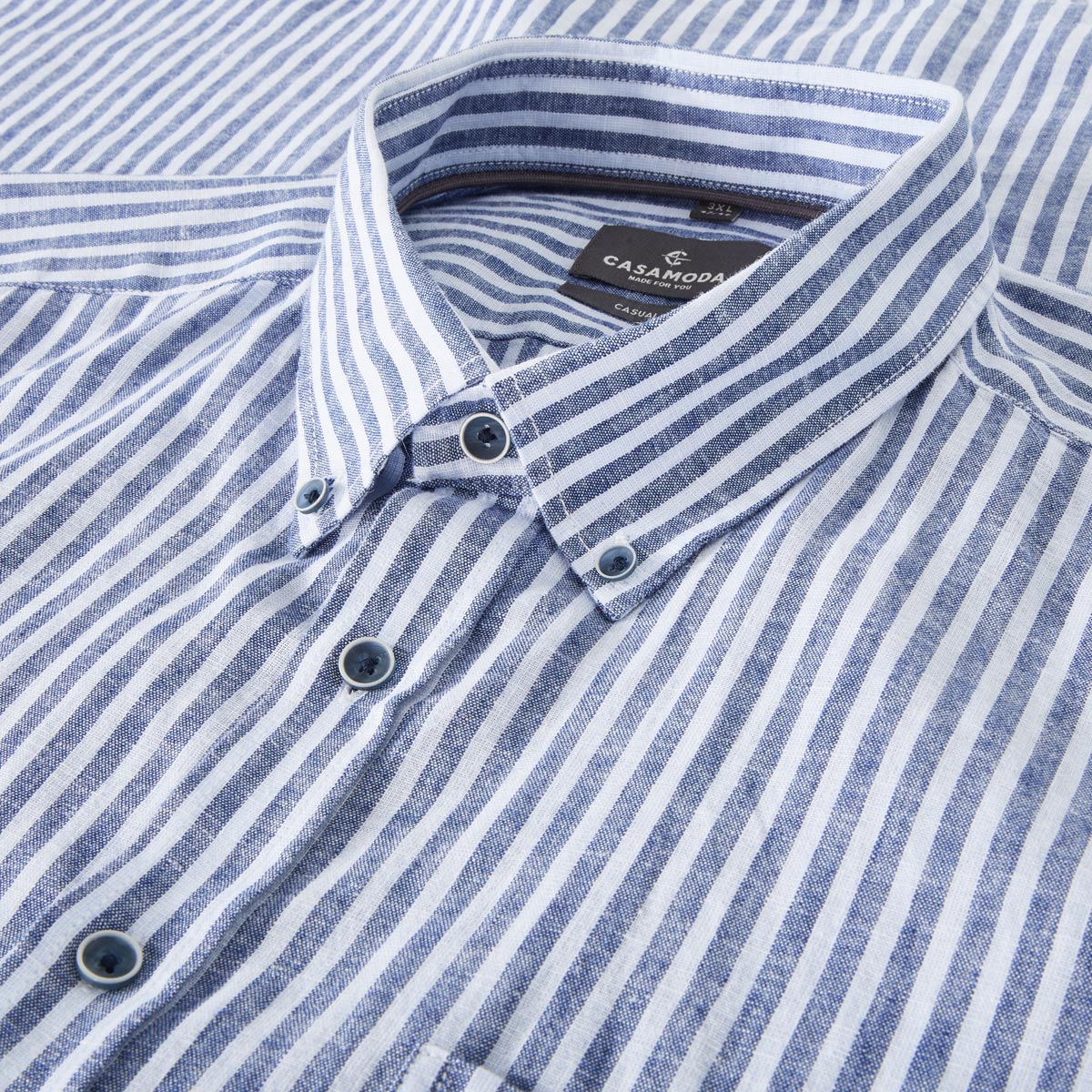 CASA MODA Freizeithemd mit Leinen blau