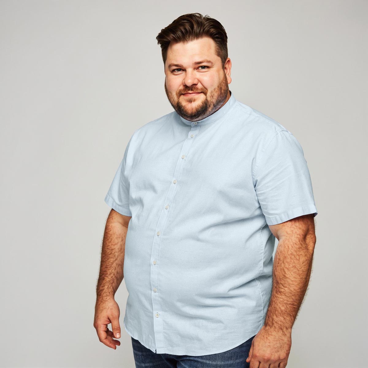 Pfundskerl Freizeithemd mit Leinen hellblau