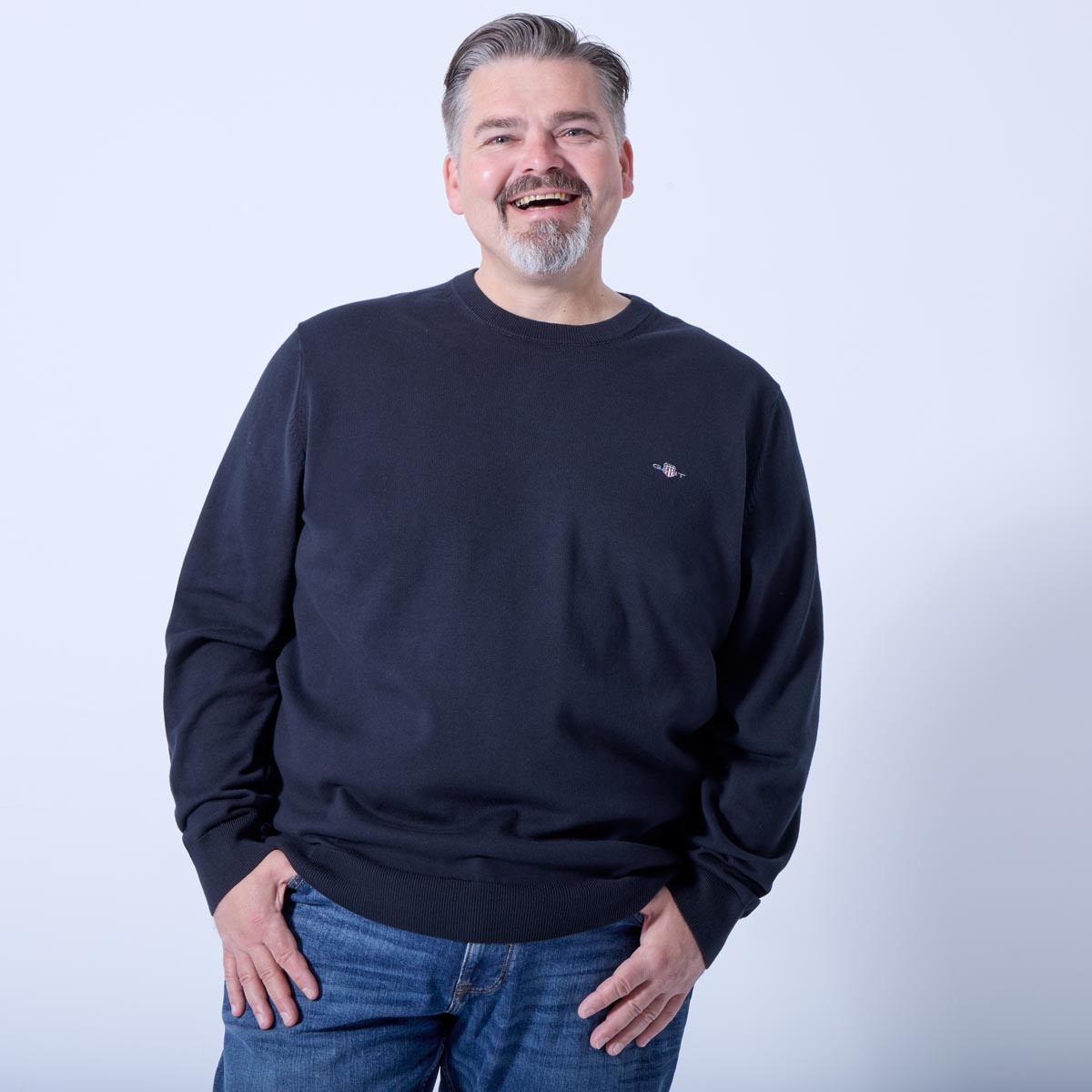 Gant Feinstrickpullover aus Baumwolle schwarz