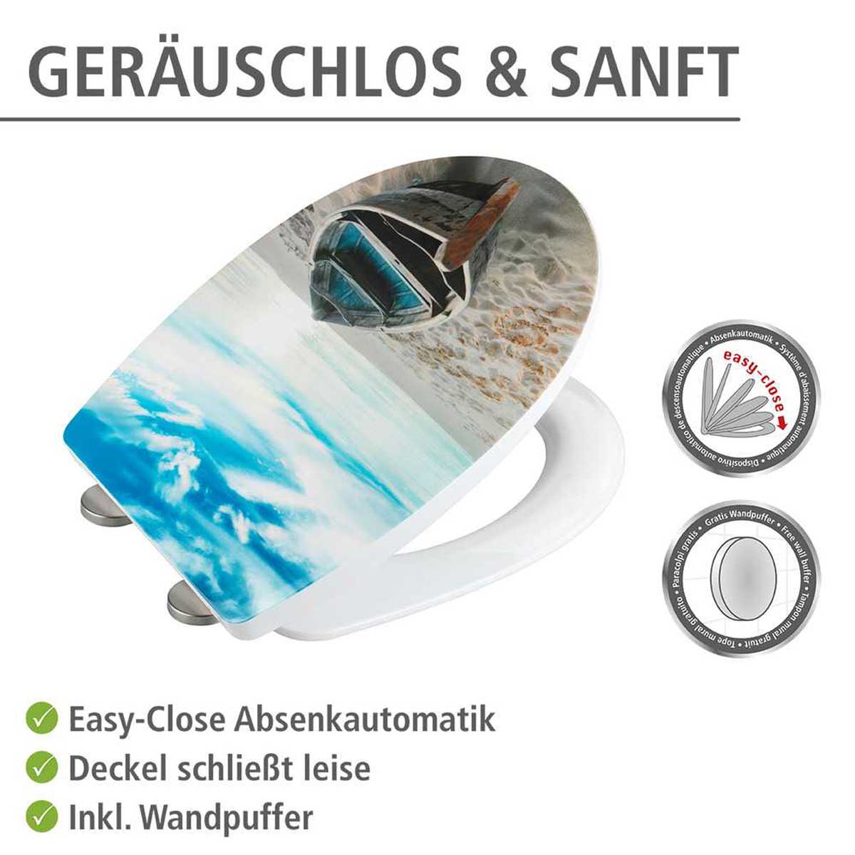 Wenko Extra-belastbarer WC-Sitz mit Absenkautomatik sand