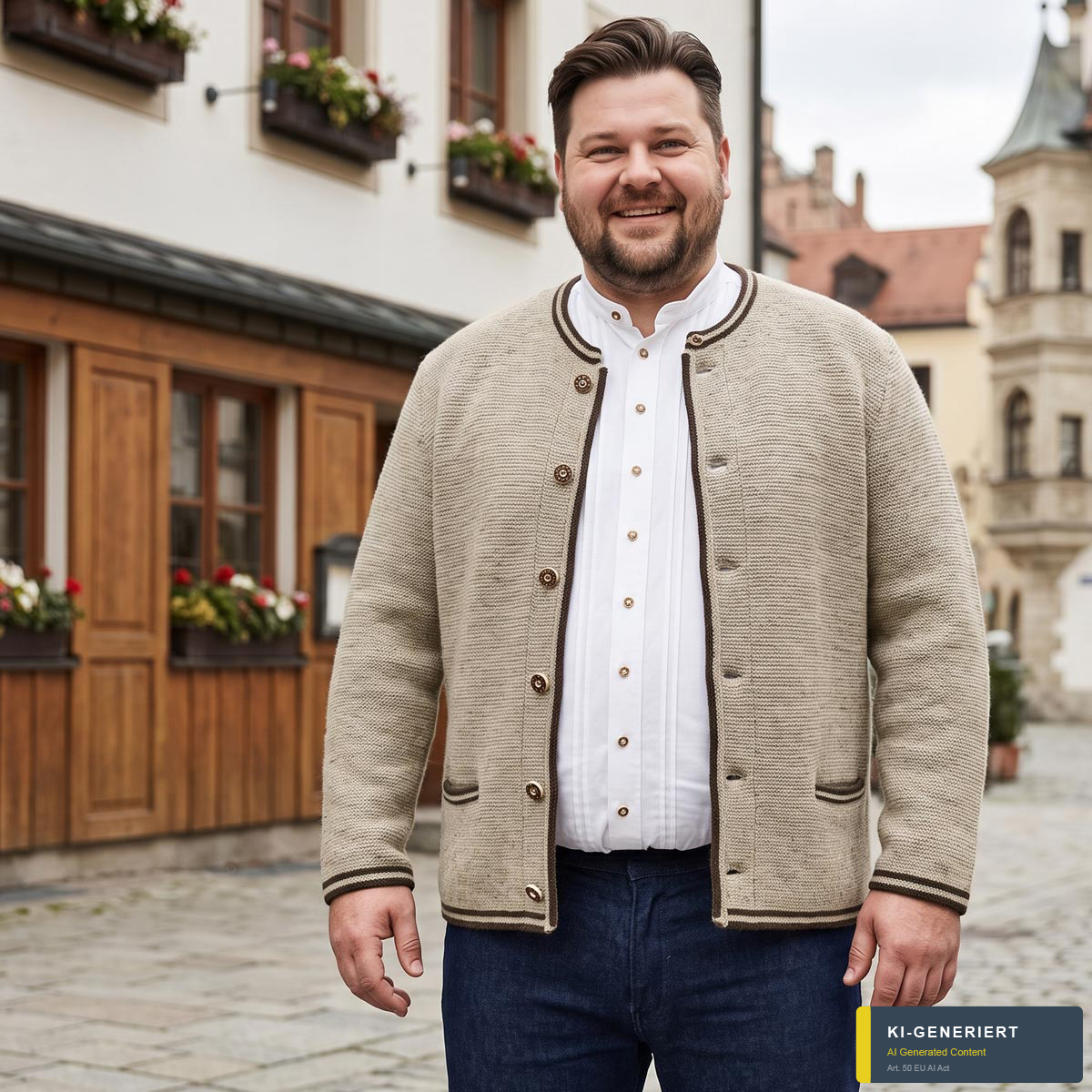 Orbis Trachten-Strickjacke beige