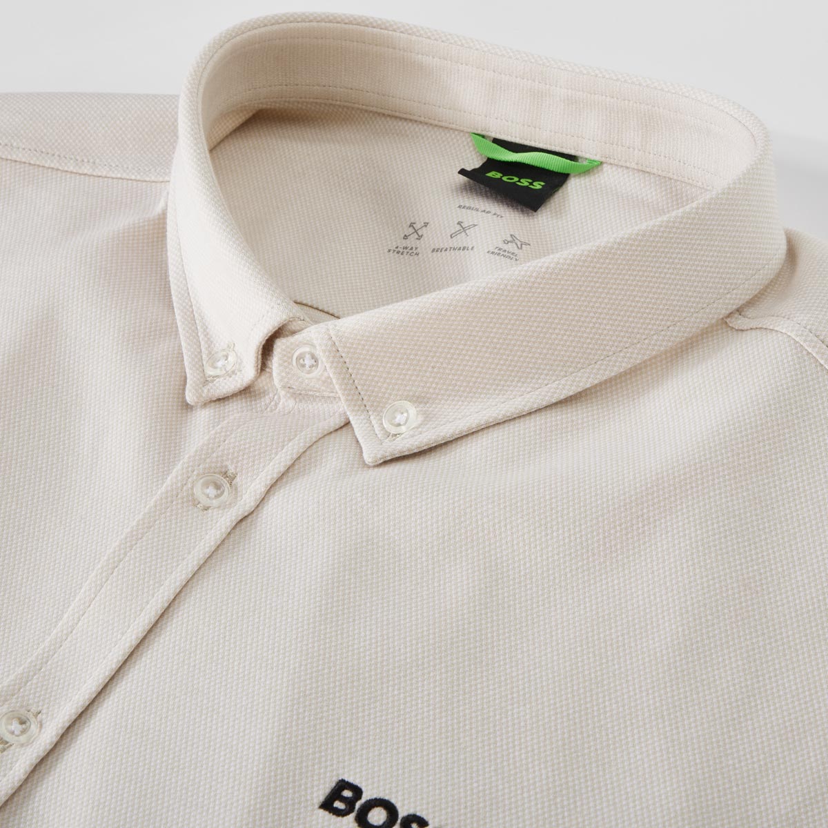 BOSS Freizeithemd aus Baumwoll-Jersey, knitterfrei und atmungsaktiv beige
