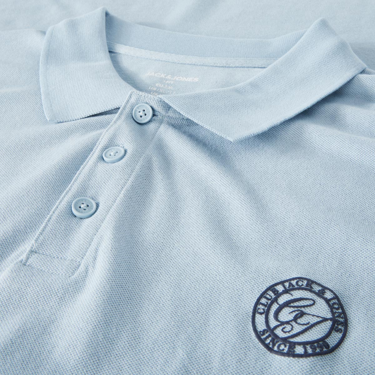 Jack&Jones Poloshirt mit Label-Print hellblau