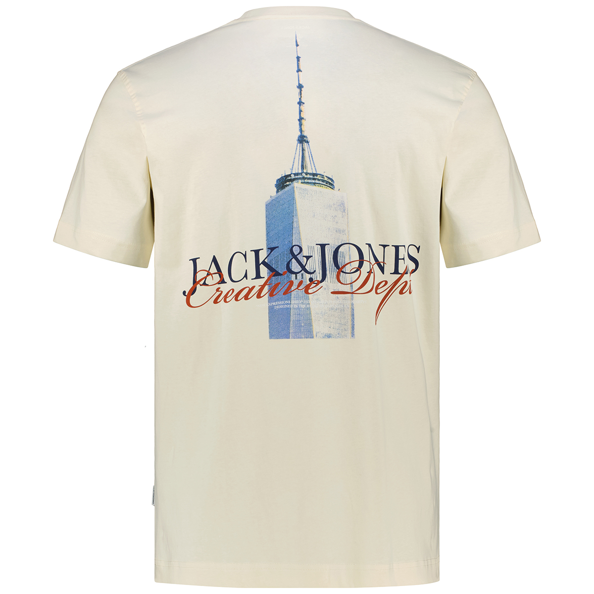 Jack&Jones T-Shirt mit Print auf Vorder-und Rückseite cremeweiß