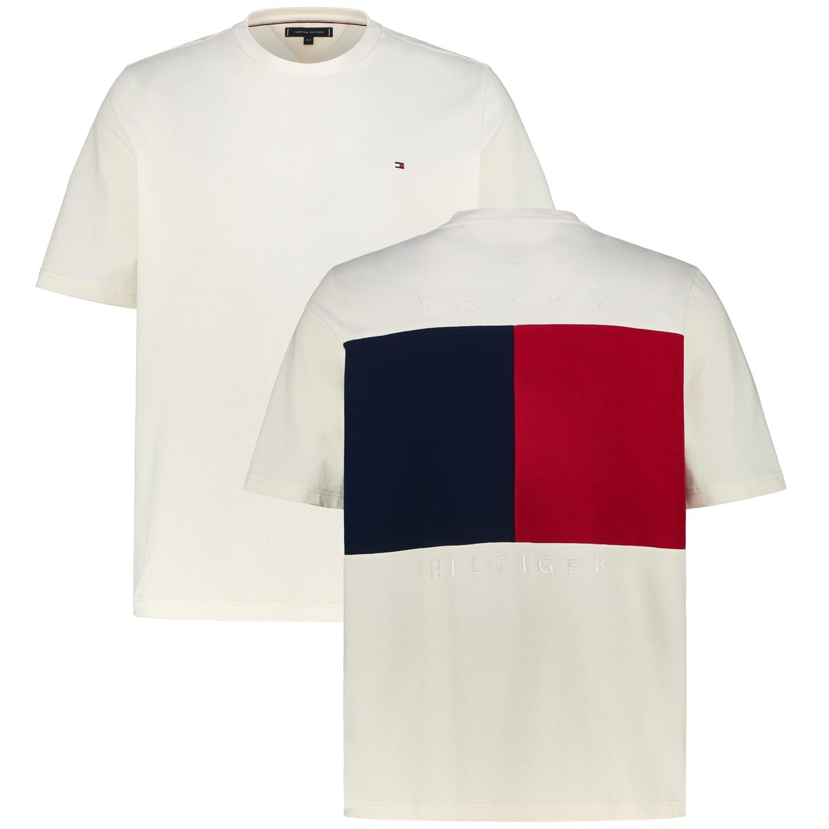 Tommy Hilfiger T-Shirt mit Label-Stickerei Farbe cremeweiß Größe: 3XL günstig online kaufen