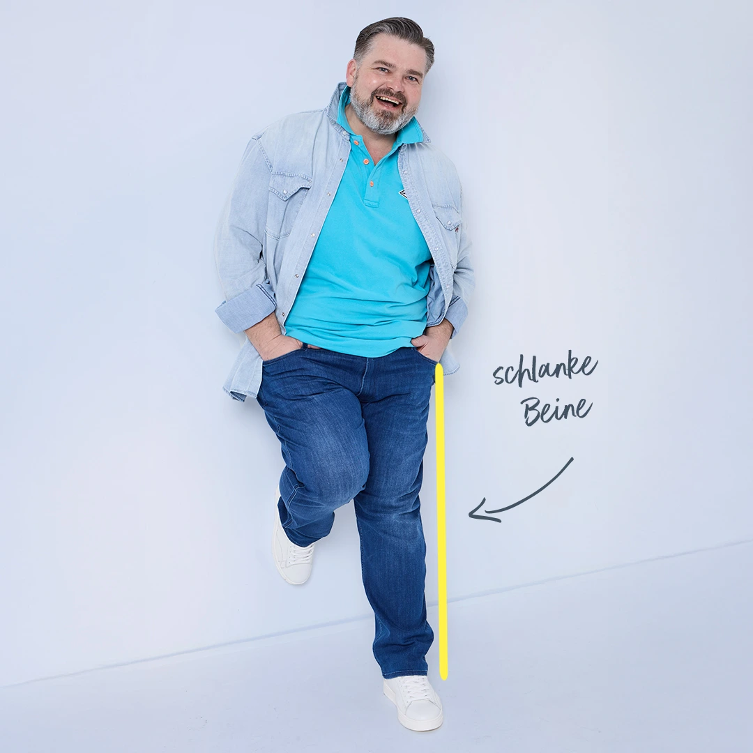 Lässig gestylter Mann mit schmaler Silhouette und Jeans für schlanke Beine
