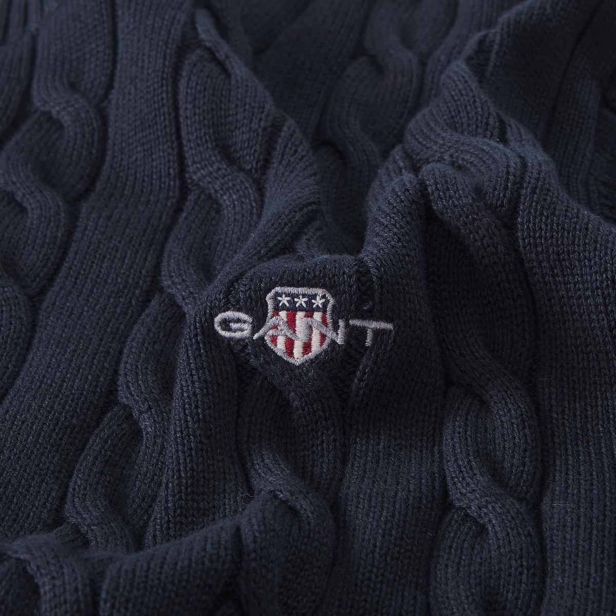 Gant Zopfstrickpullover aus Baumwolle dunkelblau