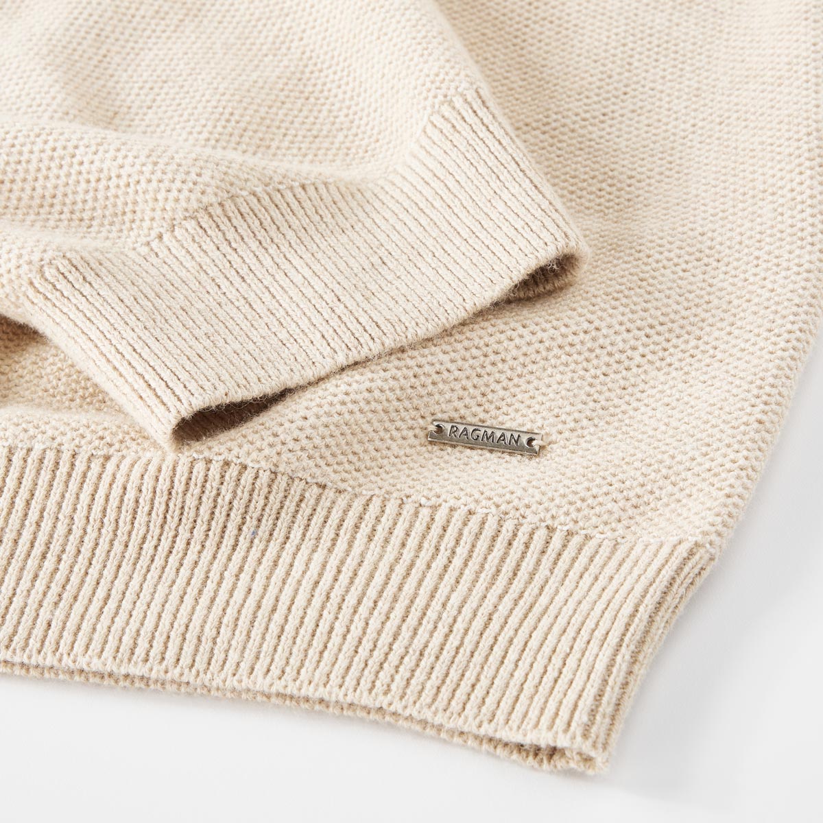 RAGMAN Strickpullover mit Troyerkragen beige