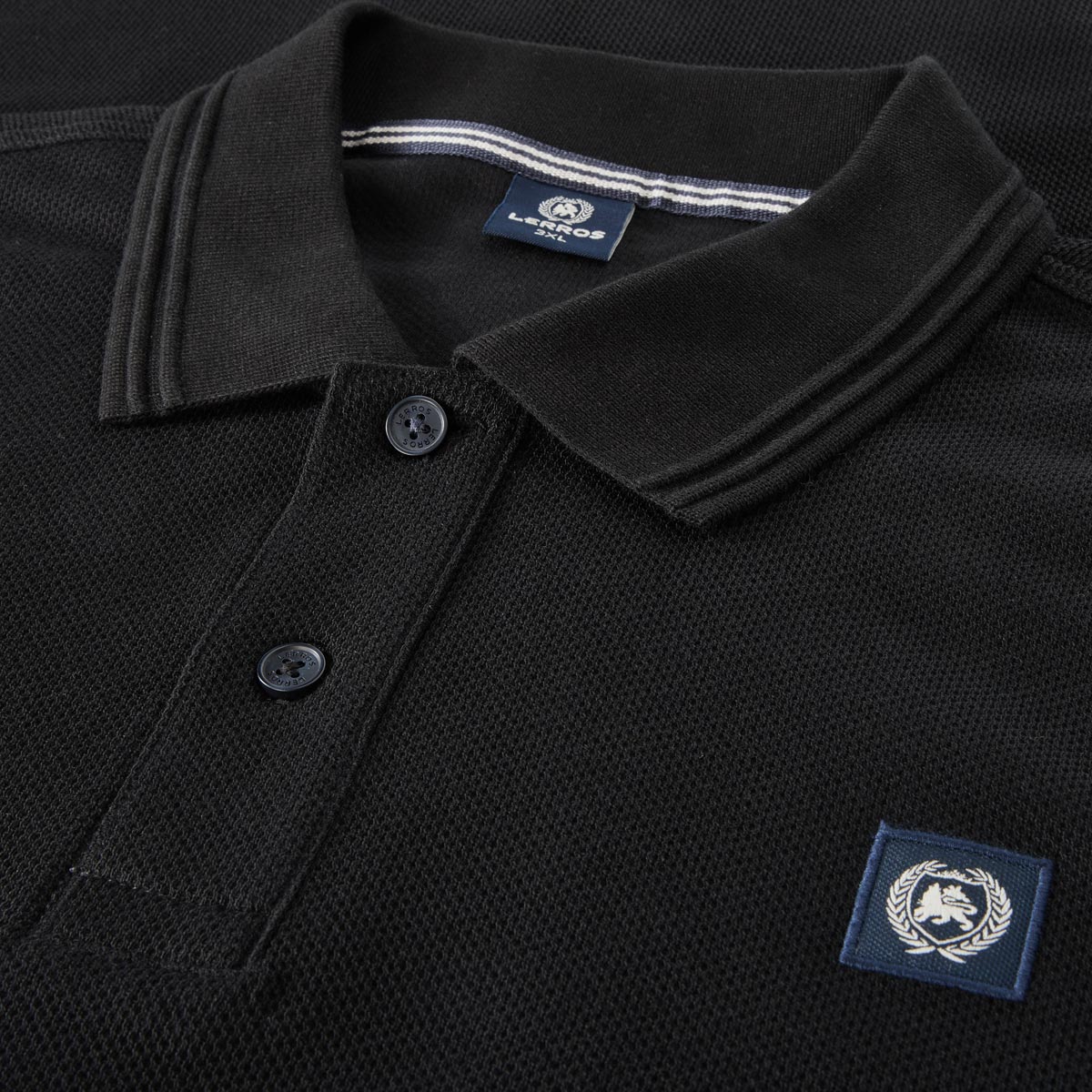 Lerros Poloshirt mit Strukturgewebe schwarz