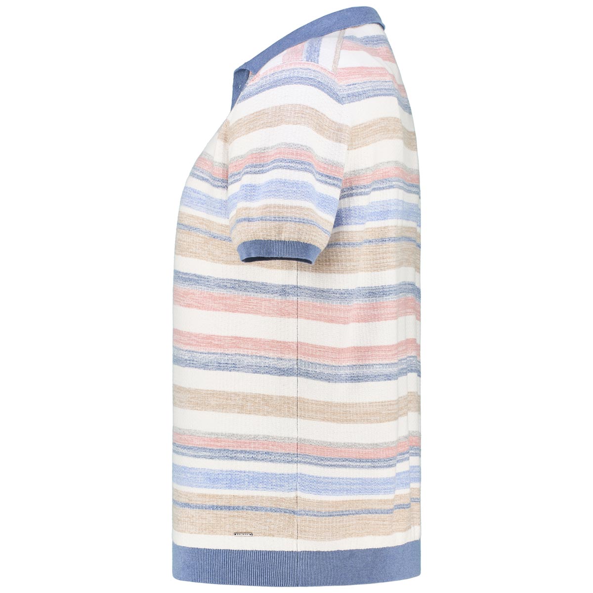 RAGMAN Strick-Poloshirt mit Allover-Muster Farbe blau/weiß Größe: 5XL günstig online kaufen