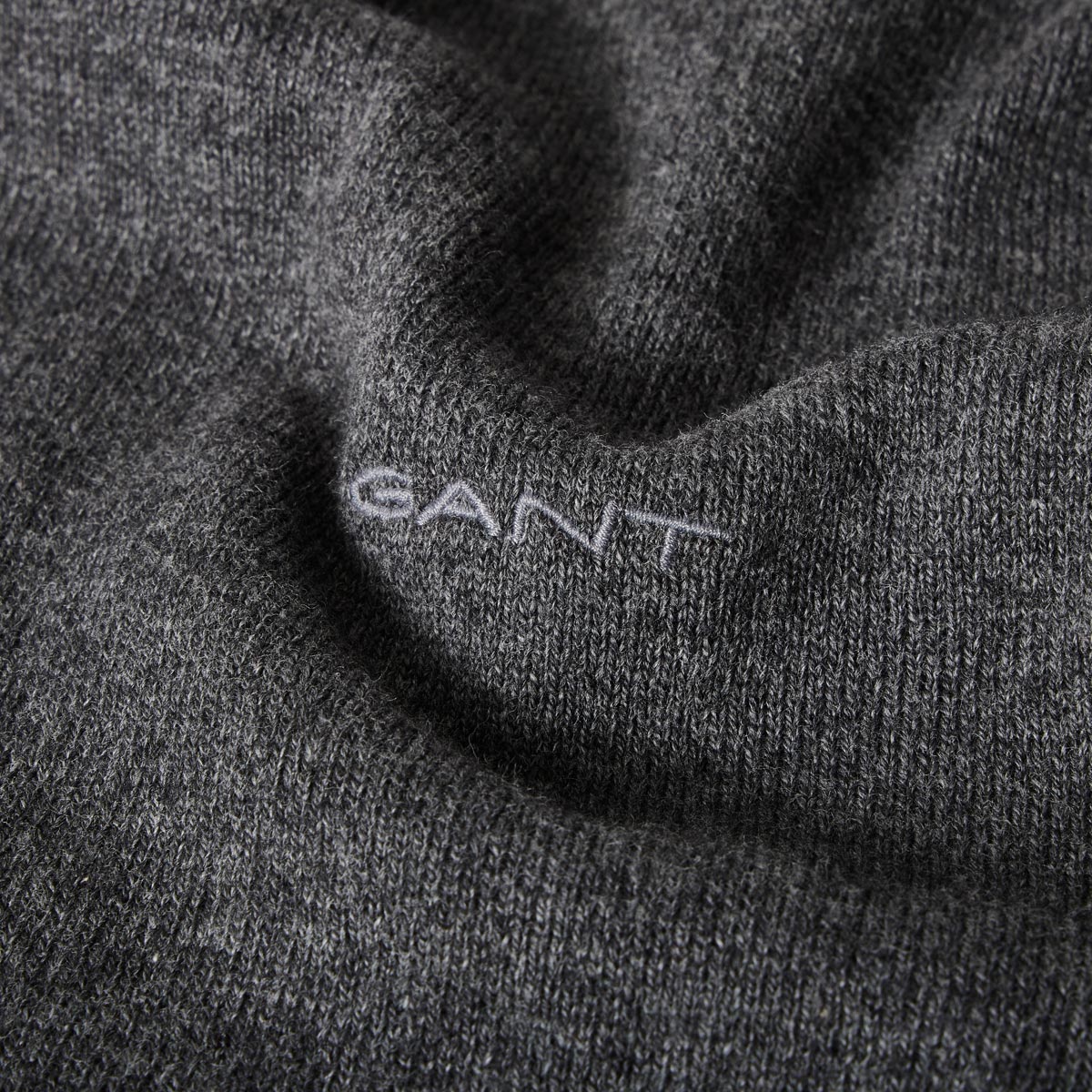 Gant Strickpullover mit Wolle dunkelgrau