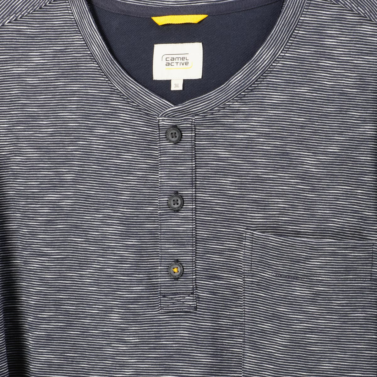 camel active T-Shirt mit Serafinokragen dunkelblau