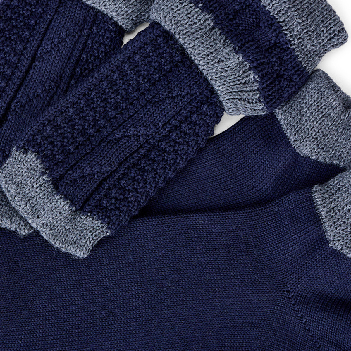 Lusana Loferl-Set mit Zopfmuster blau/grau