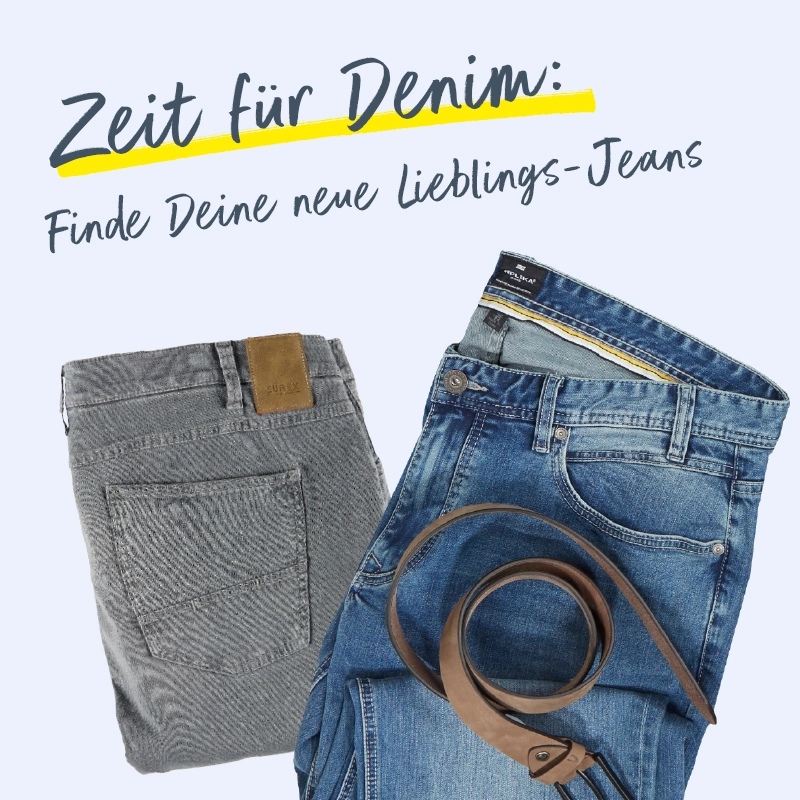 Zwei gefaltete Jeans in großen Größen mit Gürtel – bereit für Dein neues Lieblingsoutfit