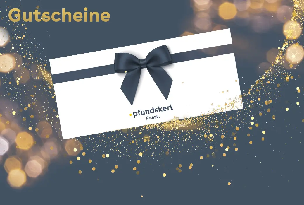 Pfundskerl Geschenkgutschein mit dunkelblauer Schleife als Weihnachtsgeschenk